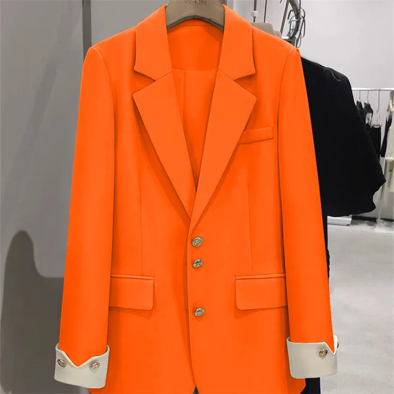 Blazer de moda para mujer, bloque de Color, manga larga, Ropa de Trabajo de negocios para mujer, chaqueta de traje Formal, abrigo de primavera y otoño, prendas de vestir exteriores para mujer
