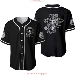 Disney-Maillot de baseball à manches courtes Jack Skellington pour homme, Jack et Sally, L'Étrange Noël de monsieur Jack