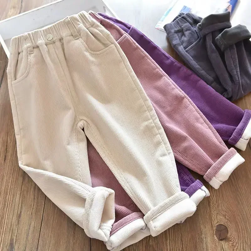 Pantaloni caldi per bambini Ragazzo Ragazza Autunno Inverno Velluto a coste Spessore Abbigliamento esterno Pantaloni sportivi 1-9Y Abbigliamento per bambini Pantaloni casual a vita alta