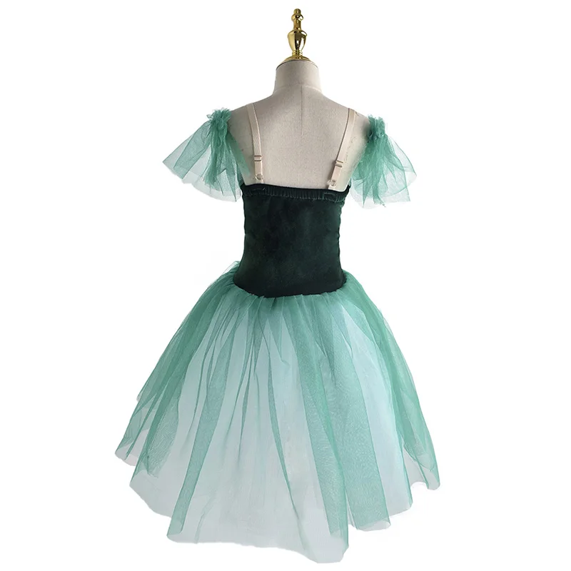 2024 Green Romantic Ballet tutu Dress for adult Professional competition Giselle Ballerina Women costume Ballet Long skirt