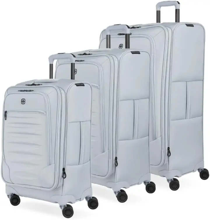 Opulence Softside Expandable Luggage With Spinner Wheels, Light Blue, 3-Piece Set (21/25/29)