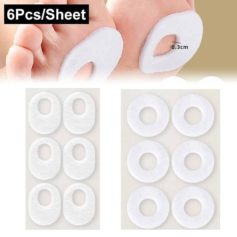 (.) 6Pcs/Sheet Foot Corn Protectors Pads Foam Round Oval Self Adhesive Cushions Soft Heel Pad Toe Corn Callus Protectors Pads