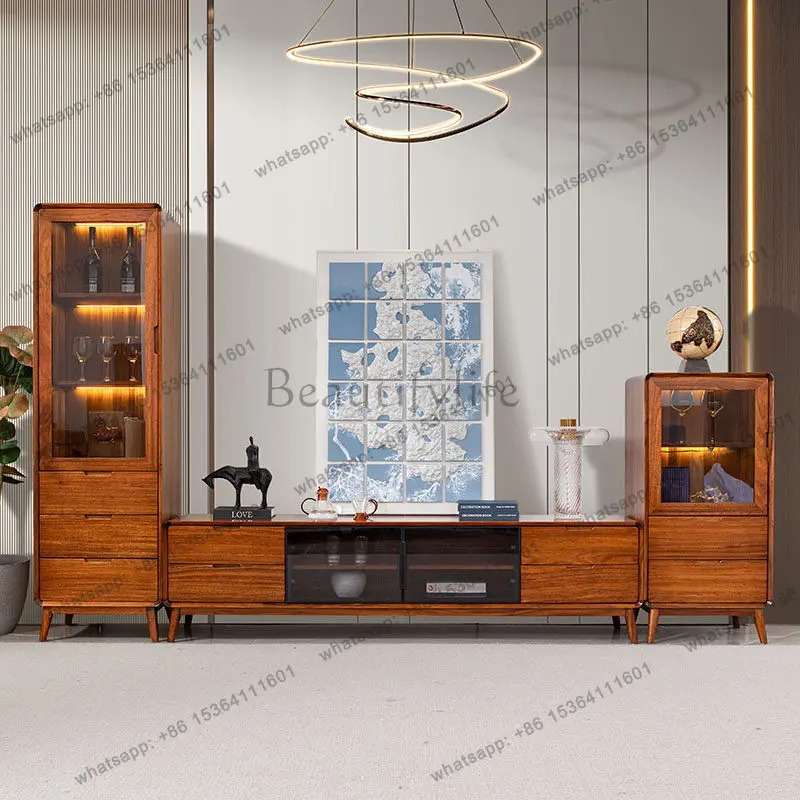 Modern simple new Chinese ebony wine cabinet glass window high-end wine cabinet