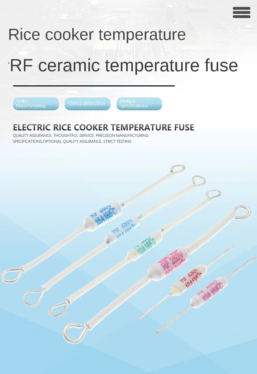 10PCS Temperature Fuse RF/130/155/165/185/216 Degrees 10A 20A 250V For Rice Cooker/Ceramic Pot