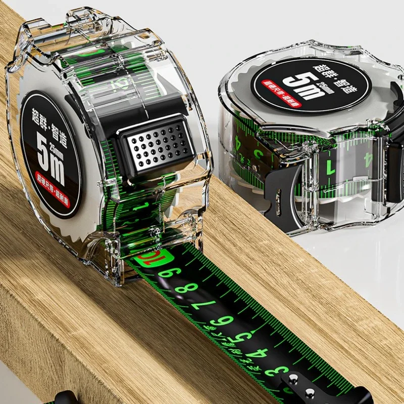 

3/5/7.5/10M Metric Scale Tape Measure Transparent Casing High Precision Fluorescent Steel Ruler Tape Convenient Measuring Tools