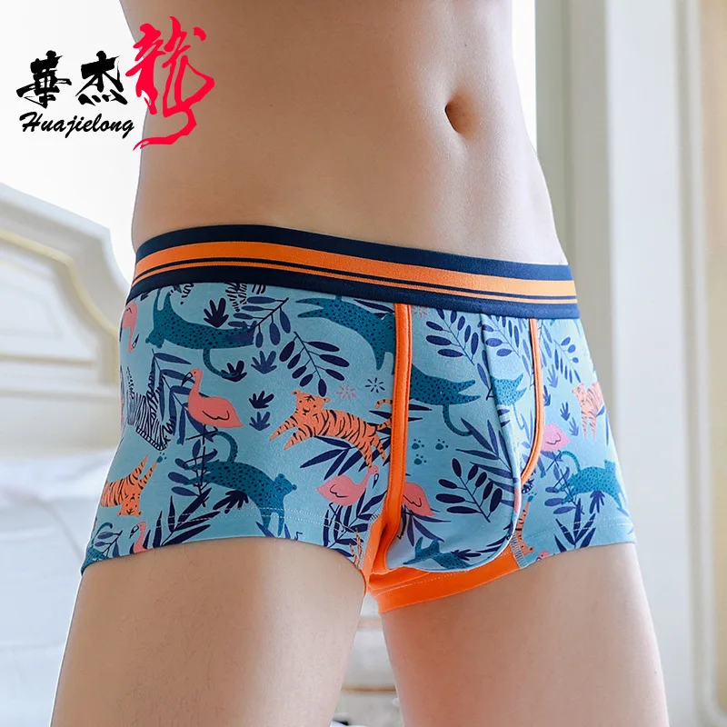 Men\'s Underwear Printed Boxer Shorts Trend Slimming Breathable Large Size Cotton Young Fashion Underpants