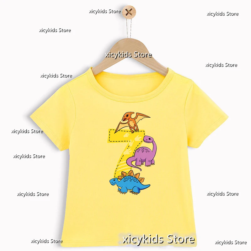 

Dinosaur Children'S Birthday 1-10 Year Old Boy Dino Tshirt Funny kids Tshirt Presents For Children'S Birthday Fashion Boys shirt