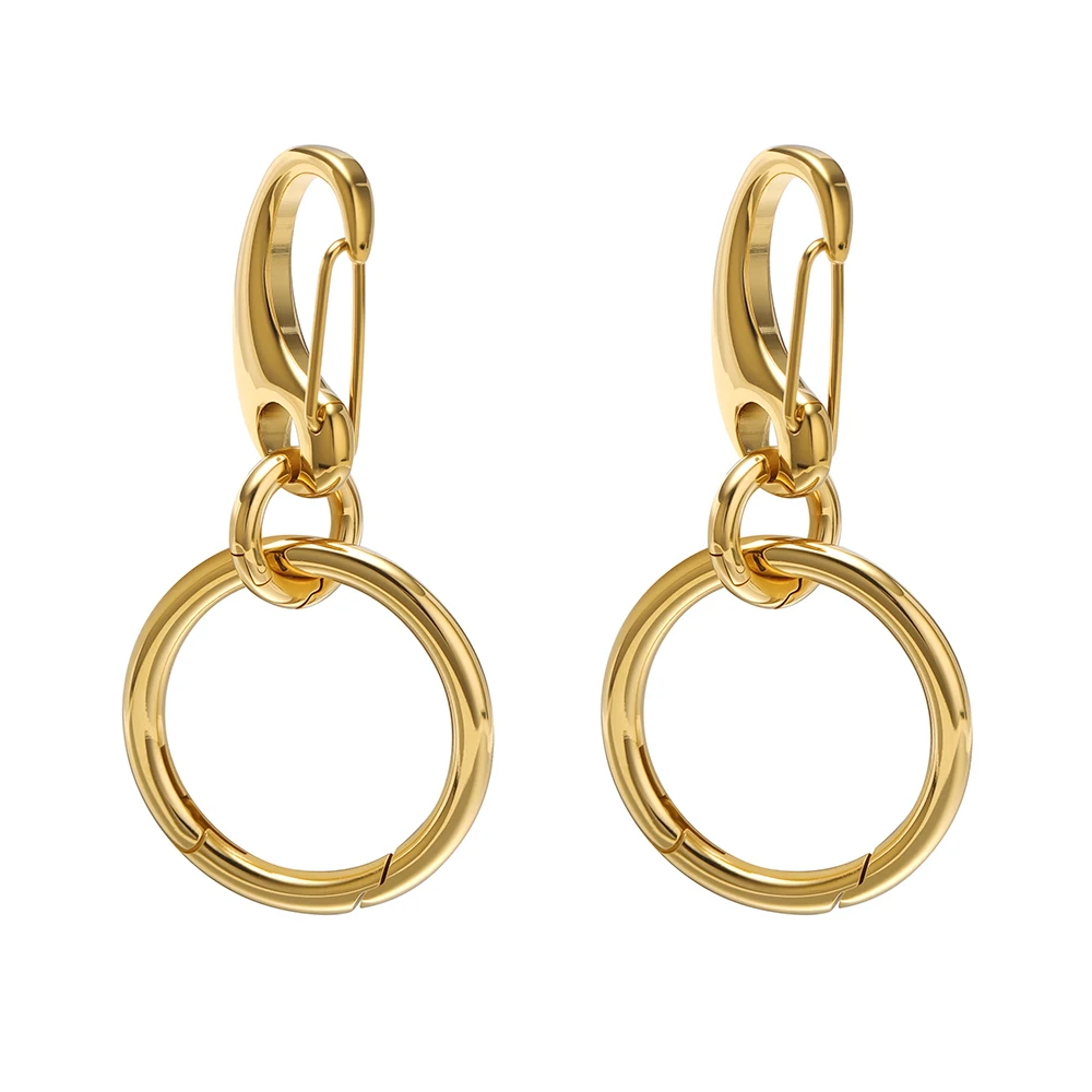 2pcs Stainless Steel Spring Ring Clasps Round Key Rings Bag Snap Hooks Key Chains Open Buckles DIY Jewelry Making Findings image 3