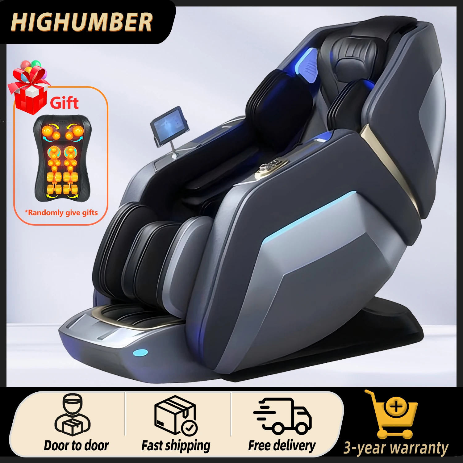 

Massage Recliner Chair AI Voice Control Dual-Core Rollers Zero Gravity Heated Lumbar Support Full Body Kneading 4D Massage Chair