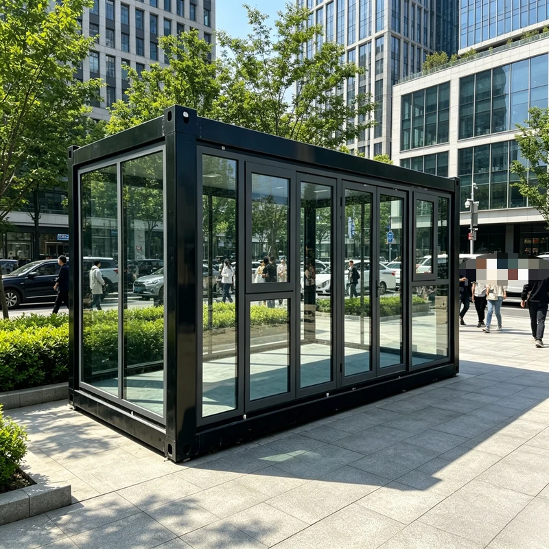 Outdoor Foldable Storage House Portable Modular Building Large Window Built-in Wiring Conduits