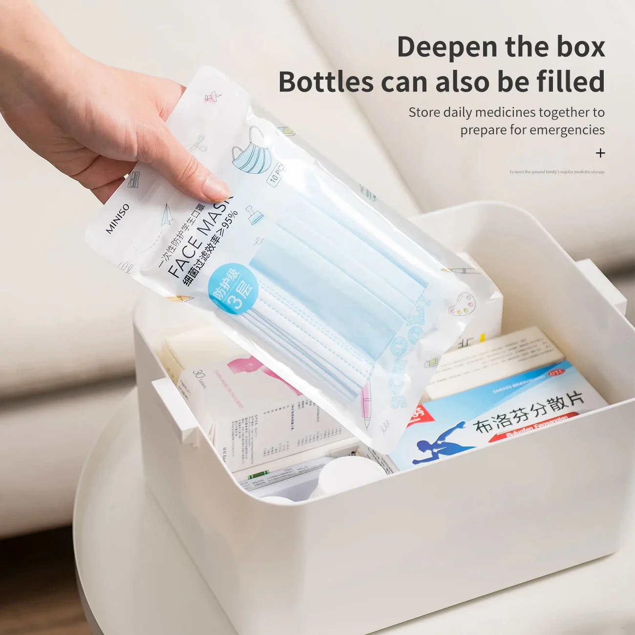 Large Double-layer Portable Medicine Storage Box Large Capacity First Aid Box Household Storage Moisture-proof Durable Box