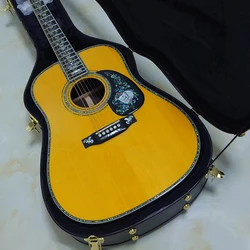 All Solid Wood Acoustic Guitar, Solid Spruce Top, Rosewood Body, 100 Type Abalone Inlays, Bone Nut, Gold Tuners No Case