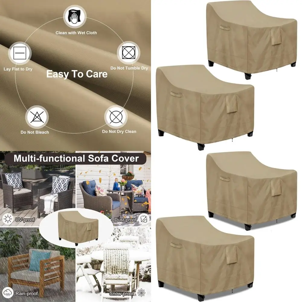 

Водонепроницаемые чехлы для стульев для патио, комплект из 2 шт., подходят для стульев размером до 32 x 37 D x 36H, с вентиляционными отверстиями и мягкими ручками, верблюжий