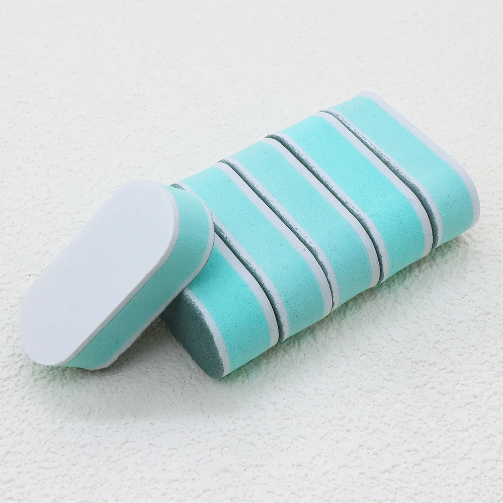 2/5/10 Pcs Grün Core Schwamm Nagel Datei Puffer Doppelseitige Oval Polierer Hause Salon Nagel Polieren Maniküre werkzeuge Reise Kit