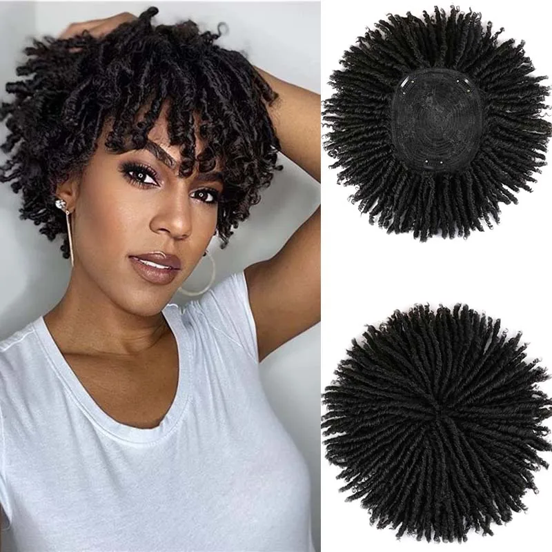 6inch Dreadlocks Hair Topper Guleless Wig Synthetic Hair Toupee Headband Gradient Conical Clips in Hairpiece For Men & Women