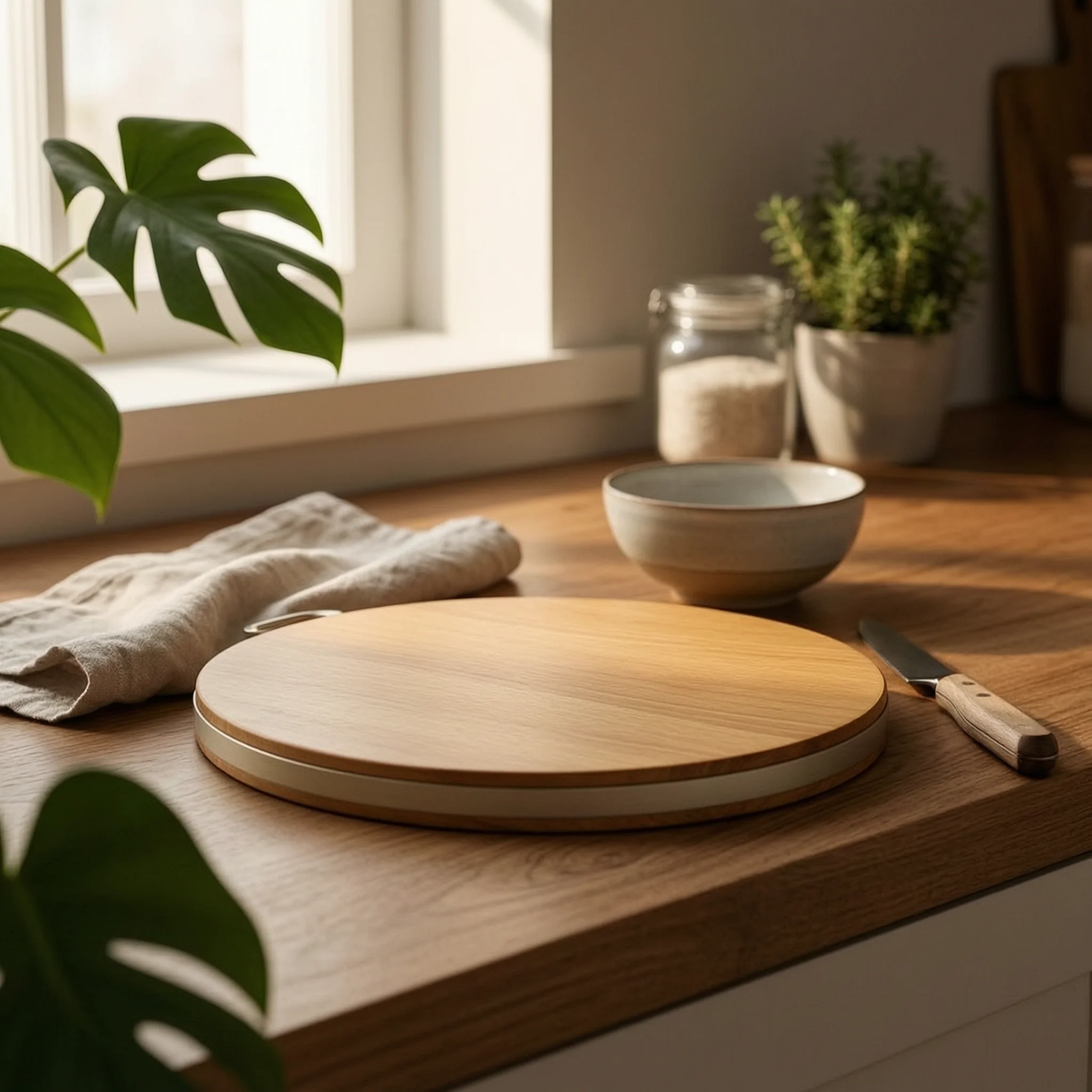 Ironwood Cutting Board Solid Wood Round Cutting Board Butcher Block Long-Lasting Multi-Purpose for Kitchen