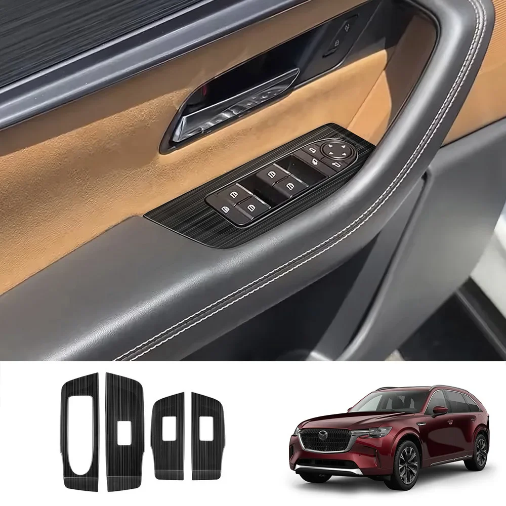 LHD لمازدا CX-90 CX 90 cx90 2024 2025 اكسسوارات السيارات الديكور والعتاد التحول لوحة الإطار نافذة التبديل غطاء مرآة الرؤية الخلفية