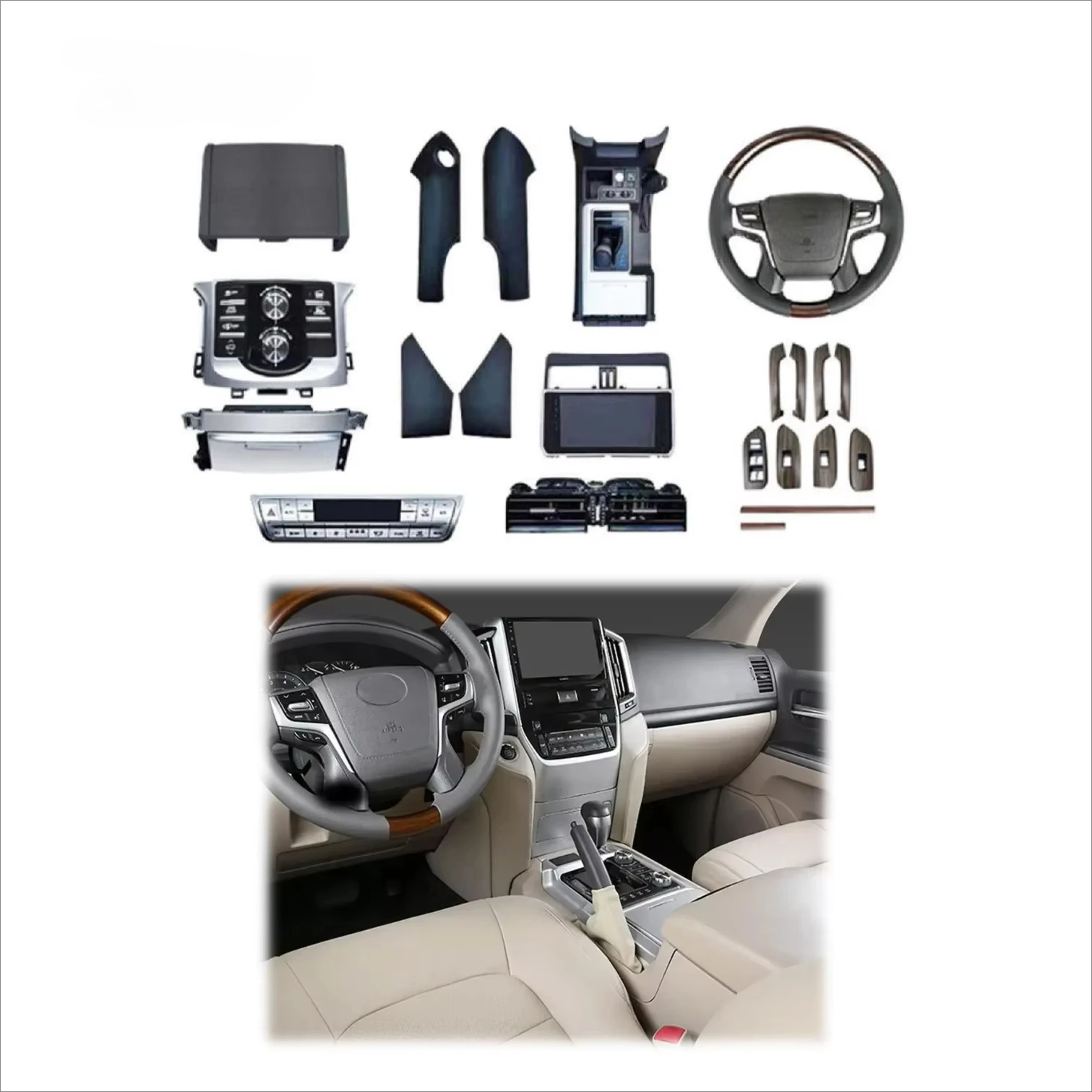 Interior Parts for To-yo-ta Prado150 2010-2017 Upgrade to 2020 Interior 1:1 Style Steering Wheel Dash Board Upgrade Kit