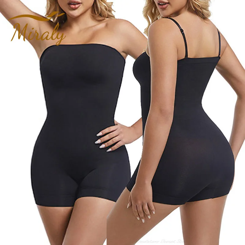 Women Strapless Shapewear Bodysuit with Removable Straps Tummy Control Body Shaper Slimmer Slimming Seamless Sculpting Tank Top