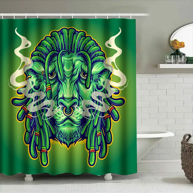 

Tuniu Dreadlock Jah Rastafari Shower Curtain Cool Wall Art Psychedelic Retro Vibes Gift For Him Her