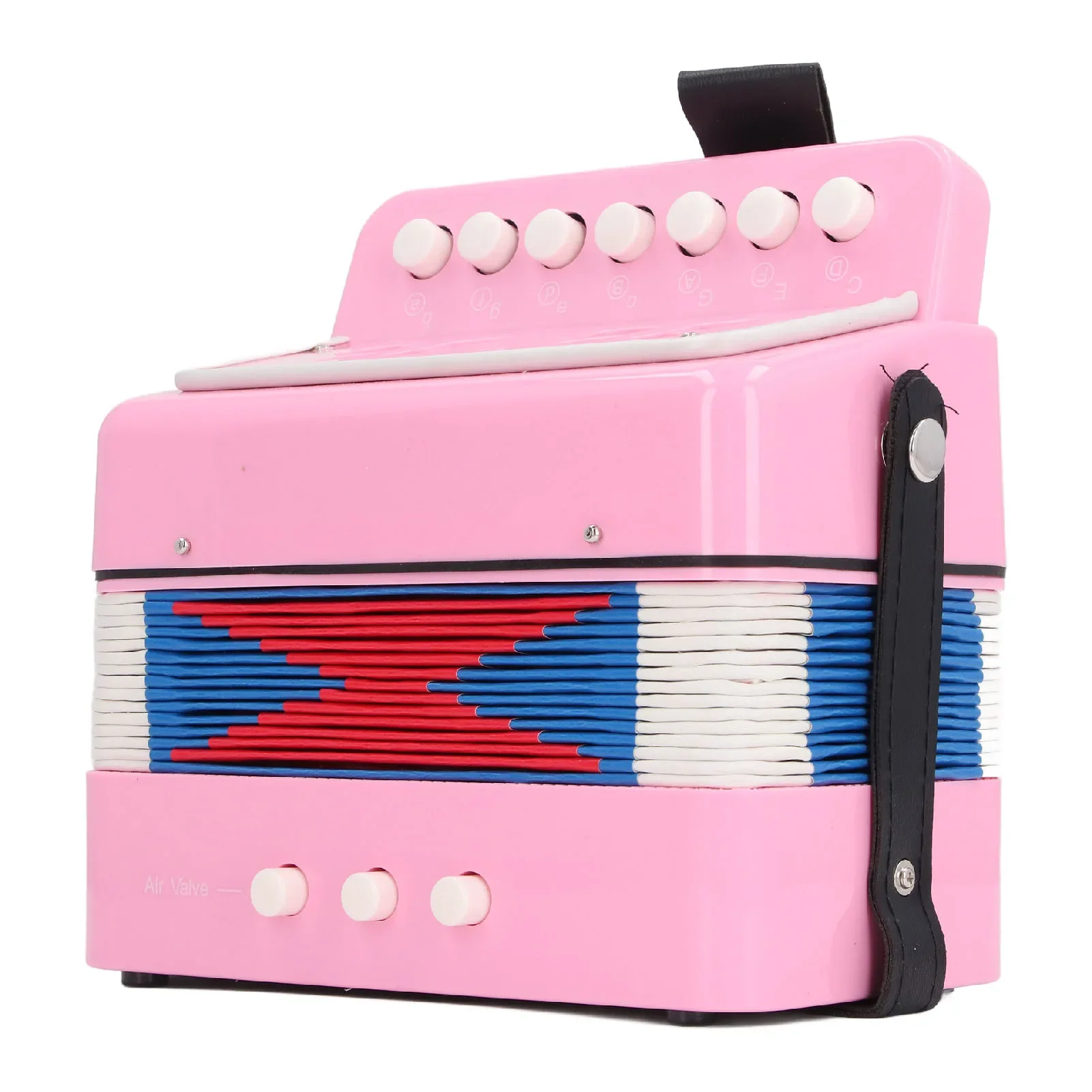 Button Accordion for Beginners 7 Keys Control 2 Bass Kids Educational Musical Instrument Stage Performance Practice Pink