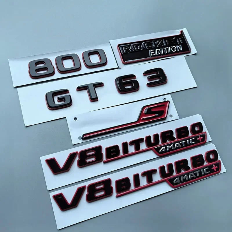 Glossy Black& Red 800 Rocket Edition C43 C63 E63 A45 G63 GT63S GLC63 GLE63 GLS63 V8 Biturbo 4matic+ ABS Car Emblem Logo Sticker