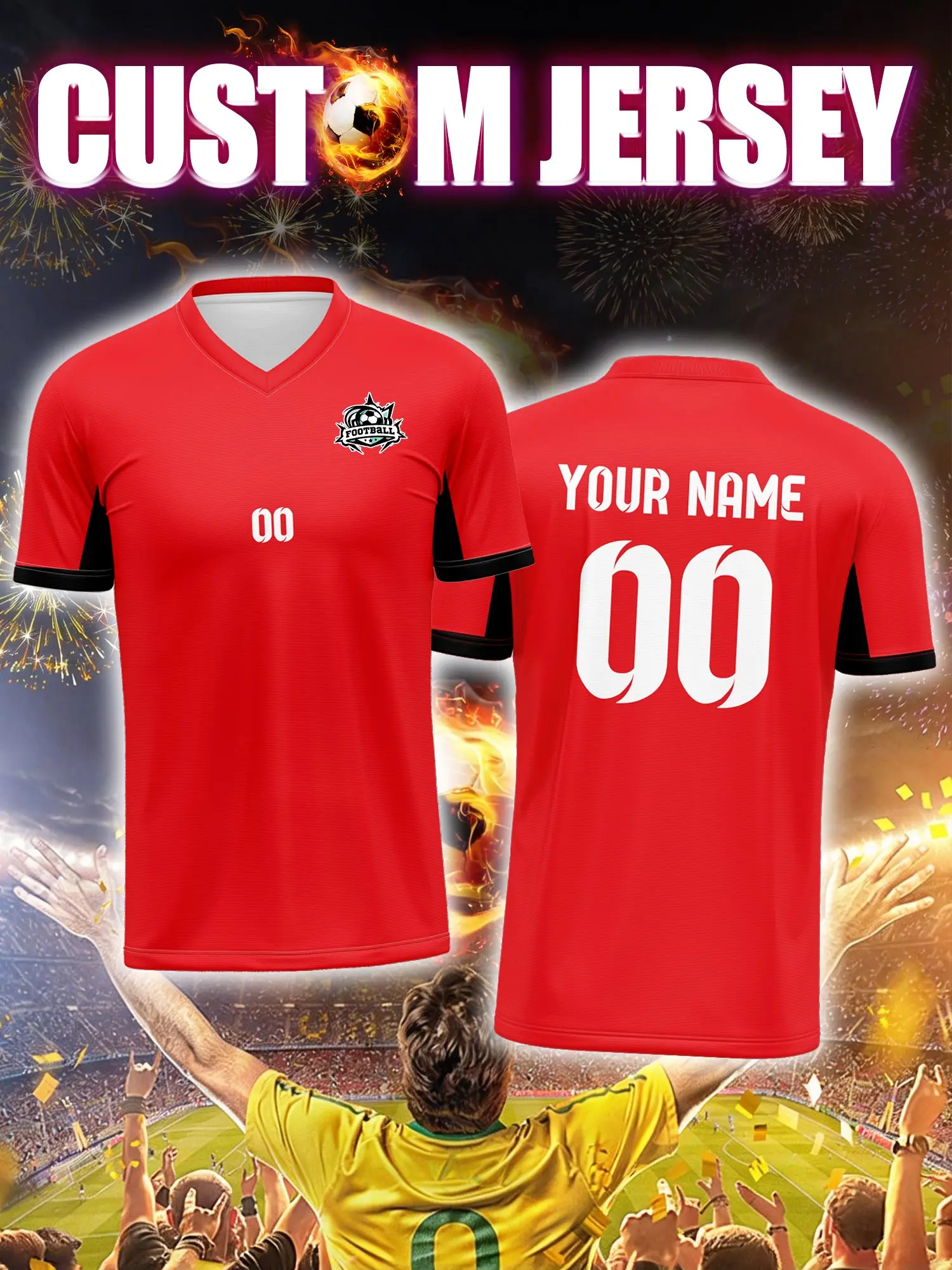 

Футбольная майка с индивидуальным изображением, номером и именем, светящийся звездный принт, праздничная светящаяся спортивная одежда для мальчиков-фанатов футбола