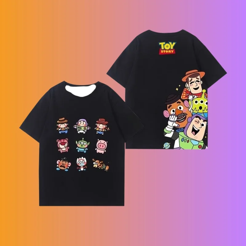 

MOTO-Toy Story мультфильм забавный принт с коротким рукавом повседневный удобный топ летний уличный свободный