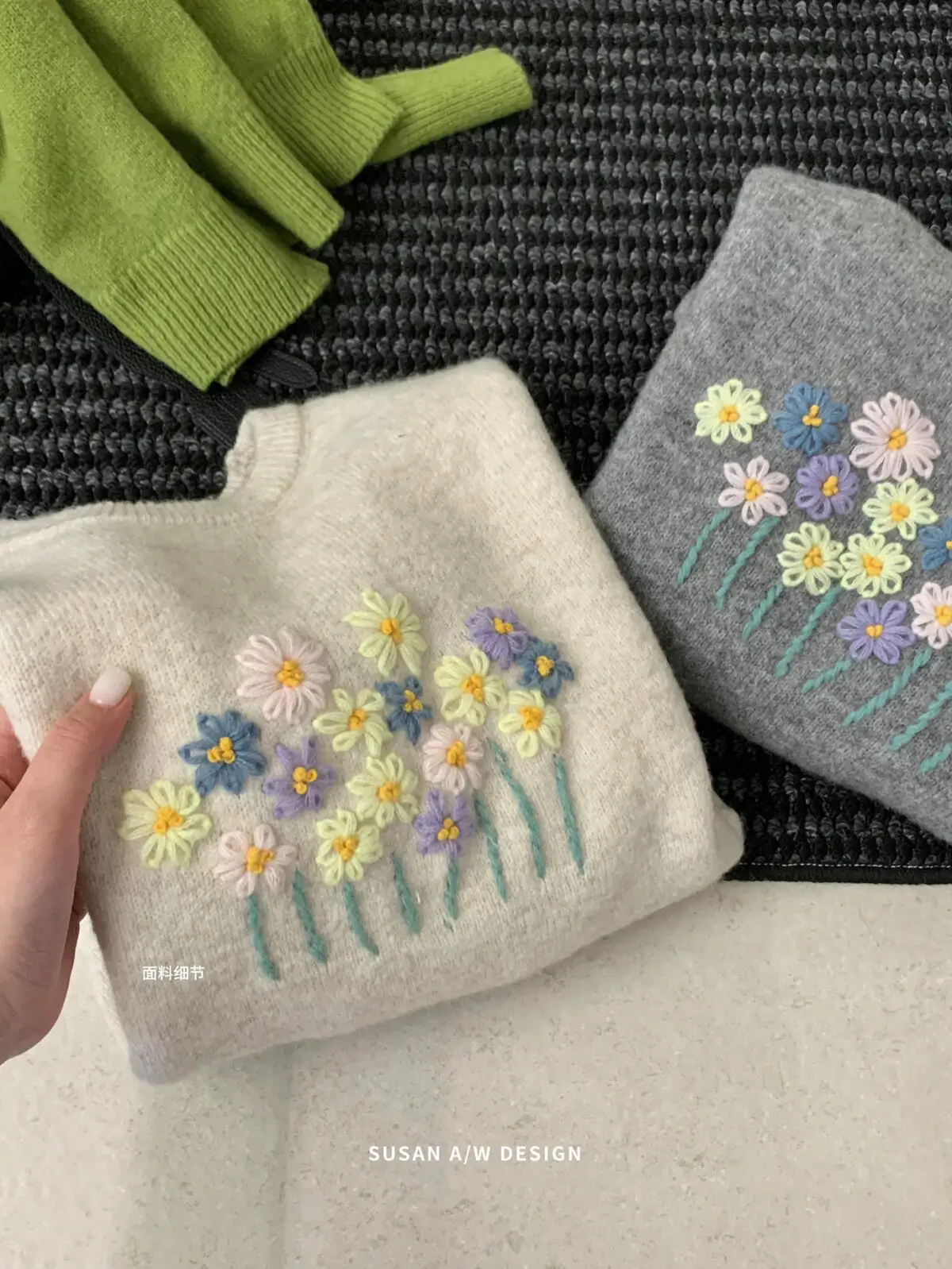 

Женский свитер ручной работы с 3D вязаным крючком и цветком, осенне-зимний текстурированный теплый свободный топ