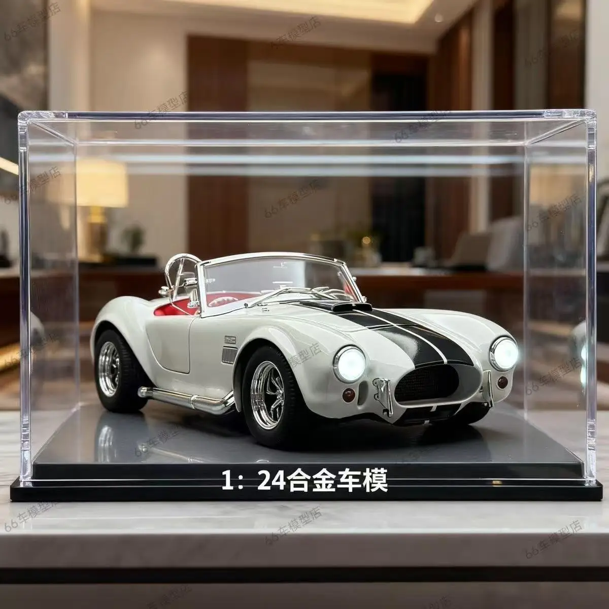 

Коллекционная модель автомобиля SHELBY Cobra VINTAGE CAR 1/24 с имитацией звука и света, из сплава, для декора, ретро-украшение, игрушка, подарок