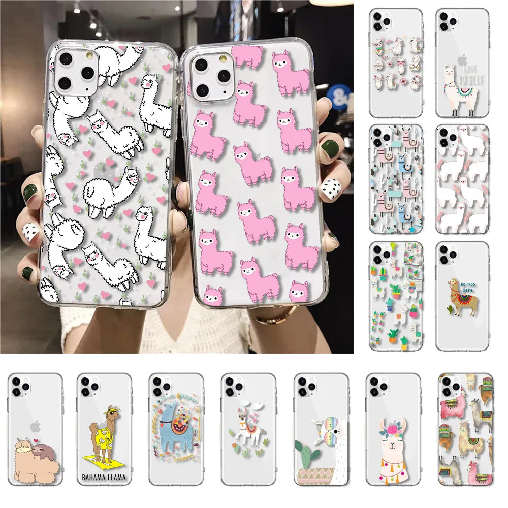 Cute Llama Alpaca Animals Cartoon Sheep Phone Case For iphone 16 15 14 Pro Max 16 15 14 13 12 Pro 15Plus iphone 11