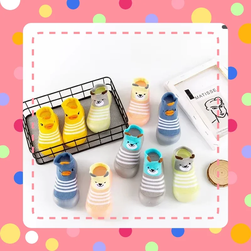 Детская обувь, нескользящие домашние носки и обувь для дошкольников, детская прогулочная обувь с желтой уткой, весенне-осенняя мягкая подошва