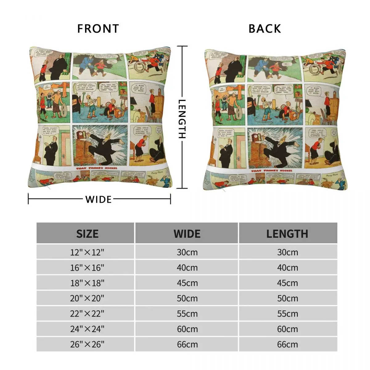 Comic Page Gasoline Alley Square Pillowcase Polyester Linen Velvet Pattern Zip Decor Sofa Seater Cushion Cover Wholesale