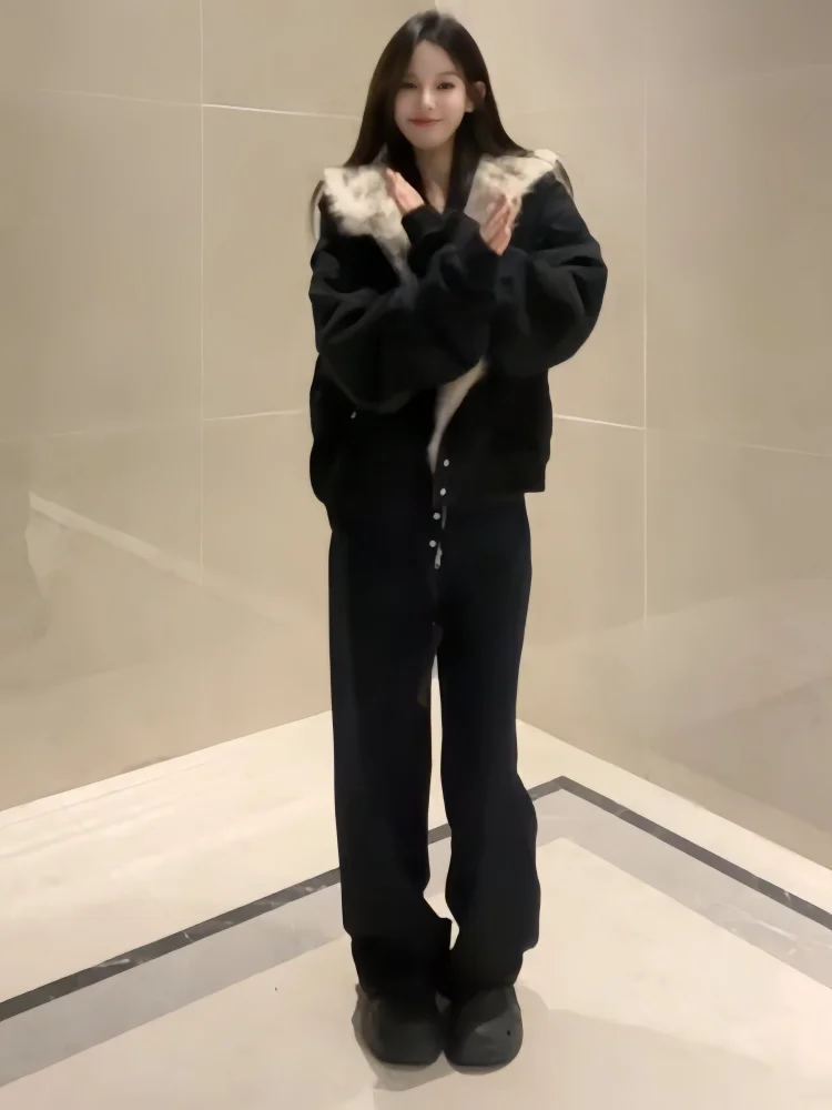 

Fluffy Fur Collar Hooded Cotton Jaet Women's Warm American Street Sle Winter High-End Parka Coat Youth Faion Winter 2025