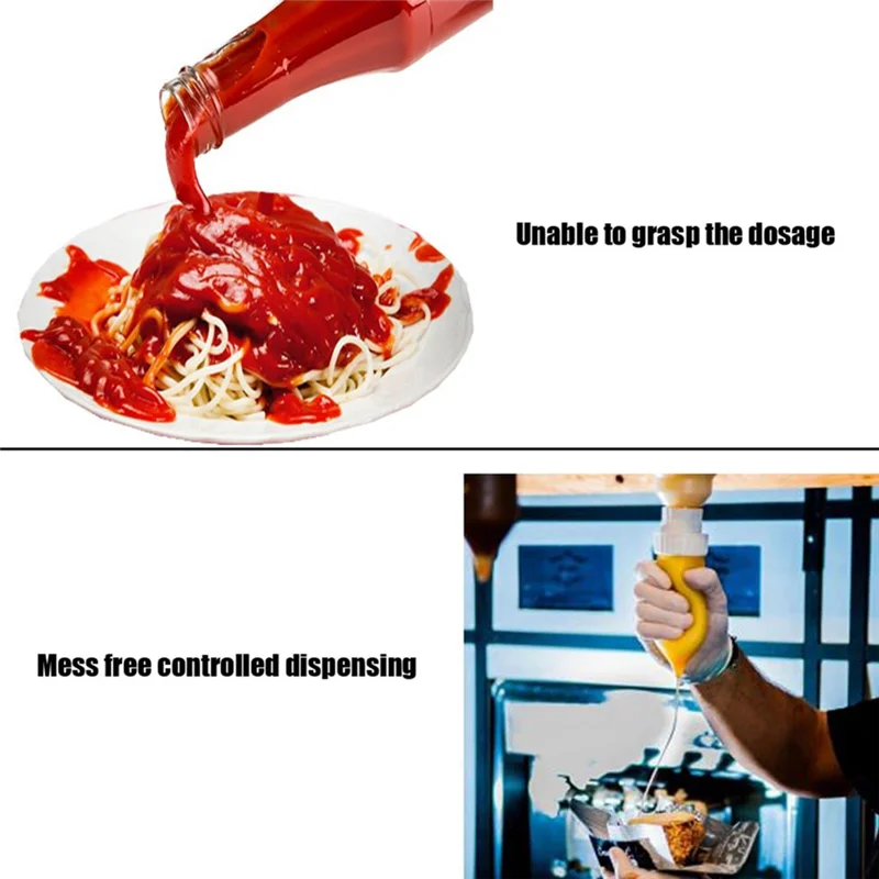 【Flash-Deal!】Salad Dressing Squeeze Bottle Hanging Sauce Dispenser Large Diameter Sauce Squeeze Bottle Kitchen Utensils