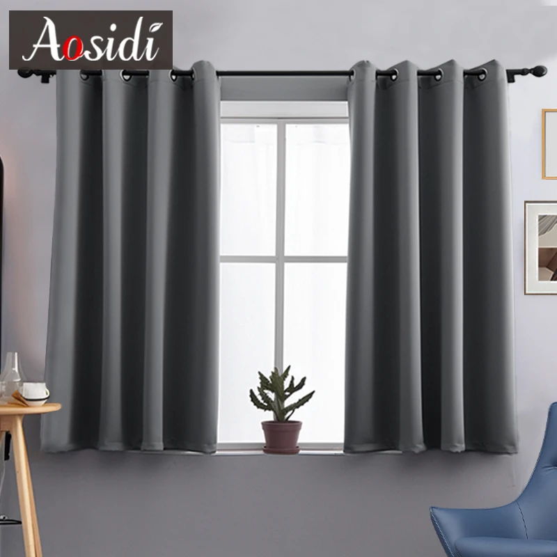 Modern Blackout Short Curtains for Living Room Kitchen Bay Window Curtain for Bedroom Ready-made Cortinas Blinds Rideaux Decor