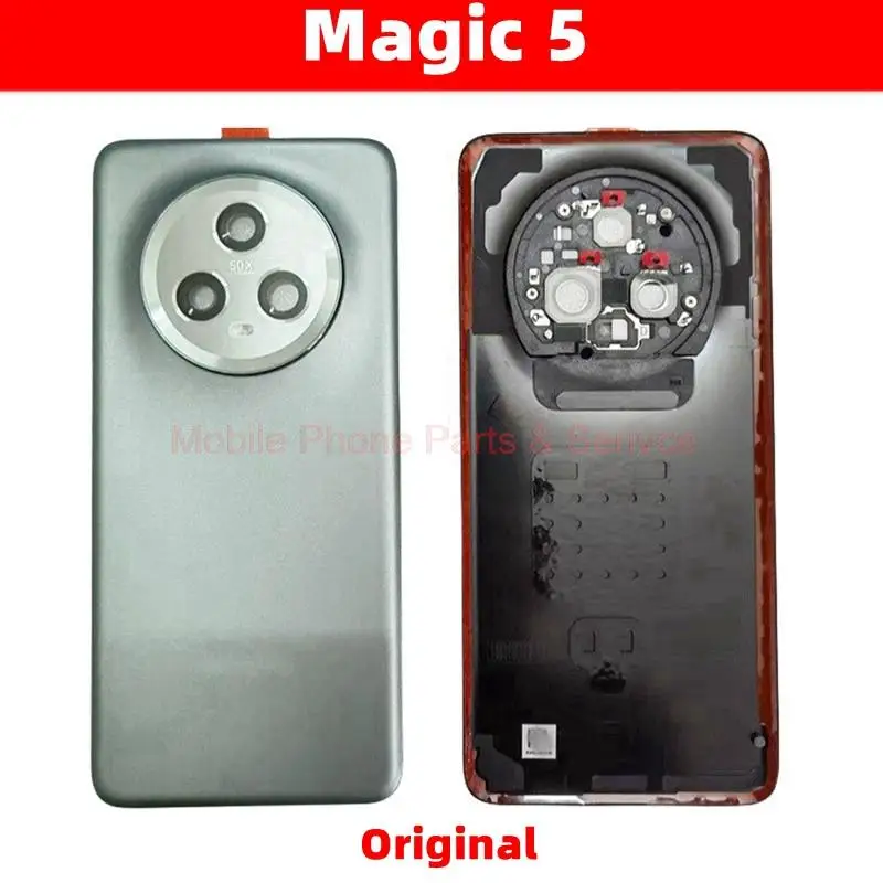 For Honor Magic5 Magic 5 Back Glass Lid Housing Door Rear Battery Cover Chassis With Camera Lens  Sticker Repair Parts