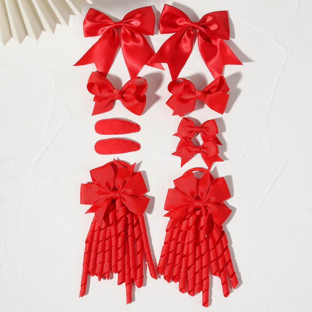 10er-Set Kinder-Haarschleifen-Clips + Quastenband + BB-Clips – Haarschmuck für Kinder und Teenager, Geschenk für Mädchen – Detail 9