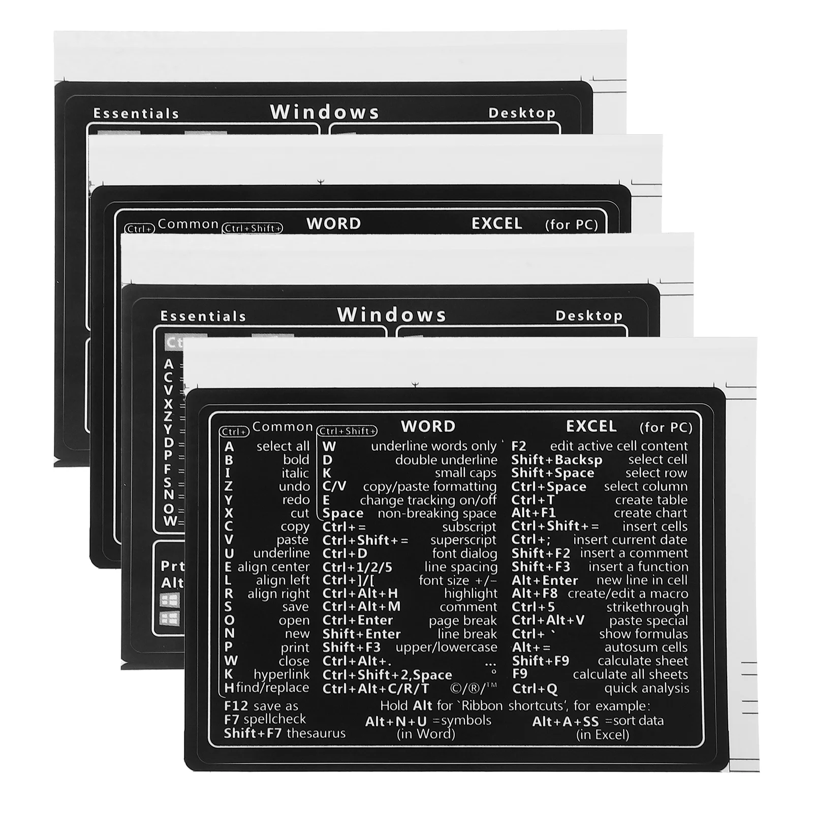 4pcs Laptop Shortcut Stickers Paper Material Quick Access Durable Adhesive For Computer Efficiency Replacement Sheet Sticker