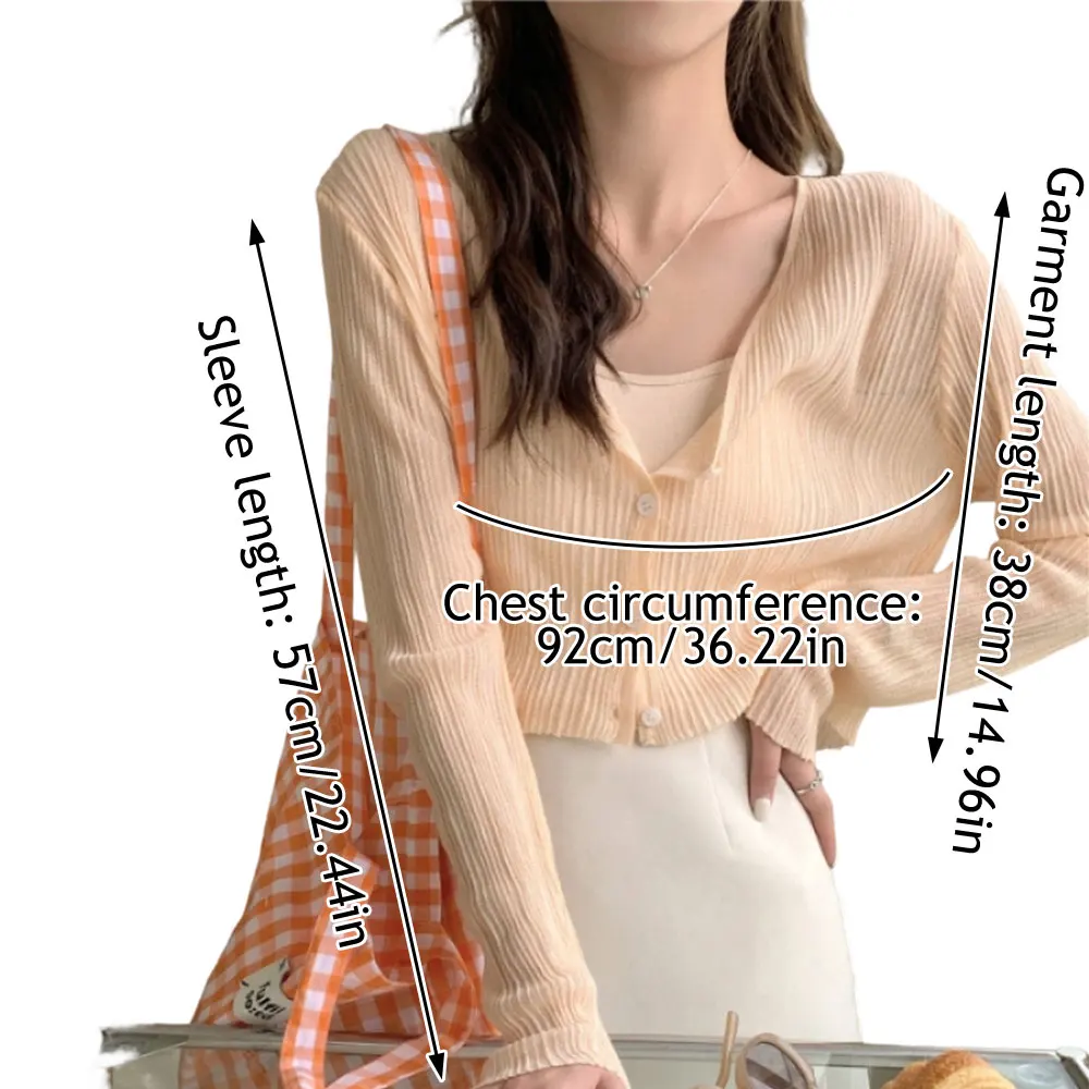 Summer New V Neck Thin Ice Silk Knit Women Cardigan Long Sleeve Sun Protection Shawl Air Condition Outerwear Top