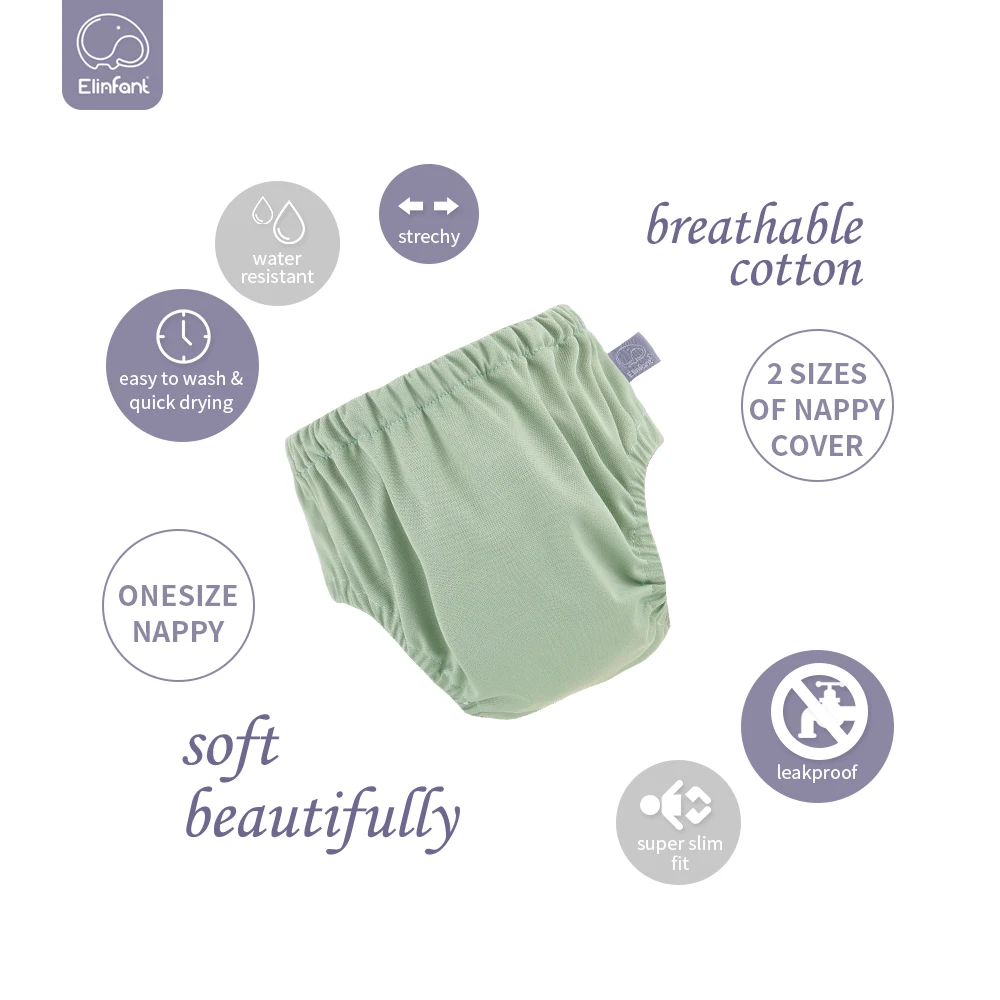 Elinfant-pantalones de entrenamiento para bebé, 1 piezas, impermeables, PUL, gamuza, estampado de moda, lavable, reutilizable