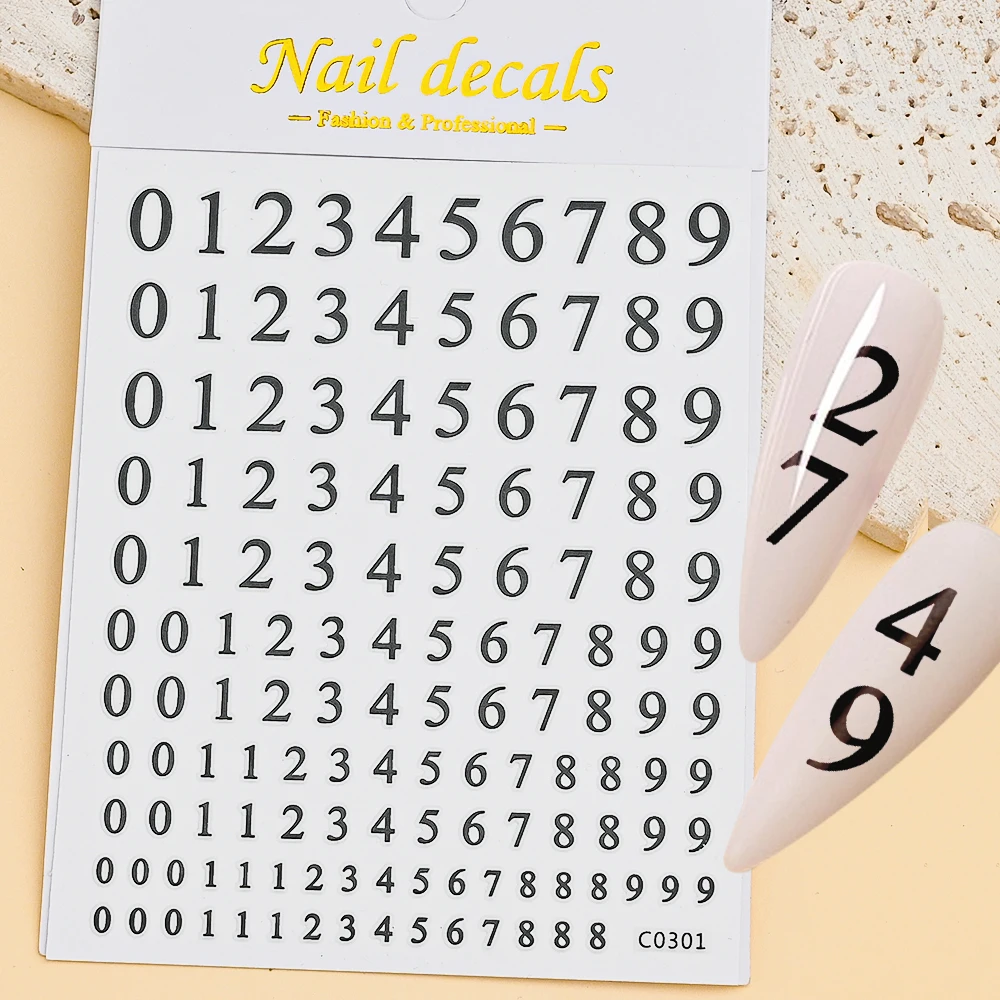 1pc 3D Number Nail Art Stickers 8*10CM Holographic 0-9 Number 3D Nail Decals Gold/Silver Self-Adhesive Numder Manicure Slider %1