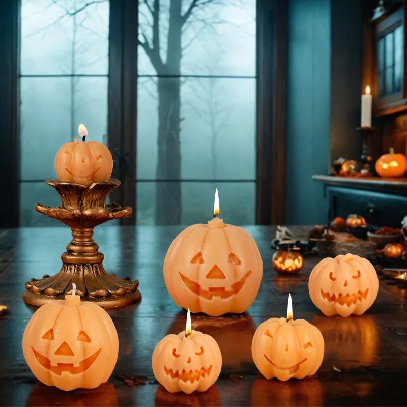 1Pc Evil Pumpkin Silicone Candle Mold 3D Pumpkin Craft Resin