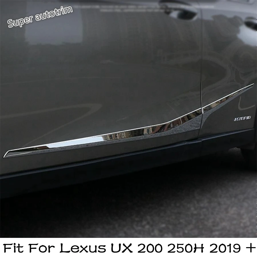 Side Door Body Bottom Edge Molding Strip Protection Cover Trim For Lexus UX 200 250H 2019 - 2024 Carbon Fiber Chrome Accessories