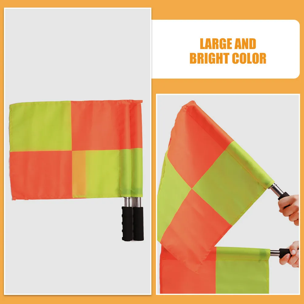 2 Pcs Flag Handheld for Soccer Football Equipment Flags Referee Checkered Linesman