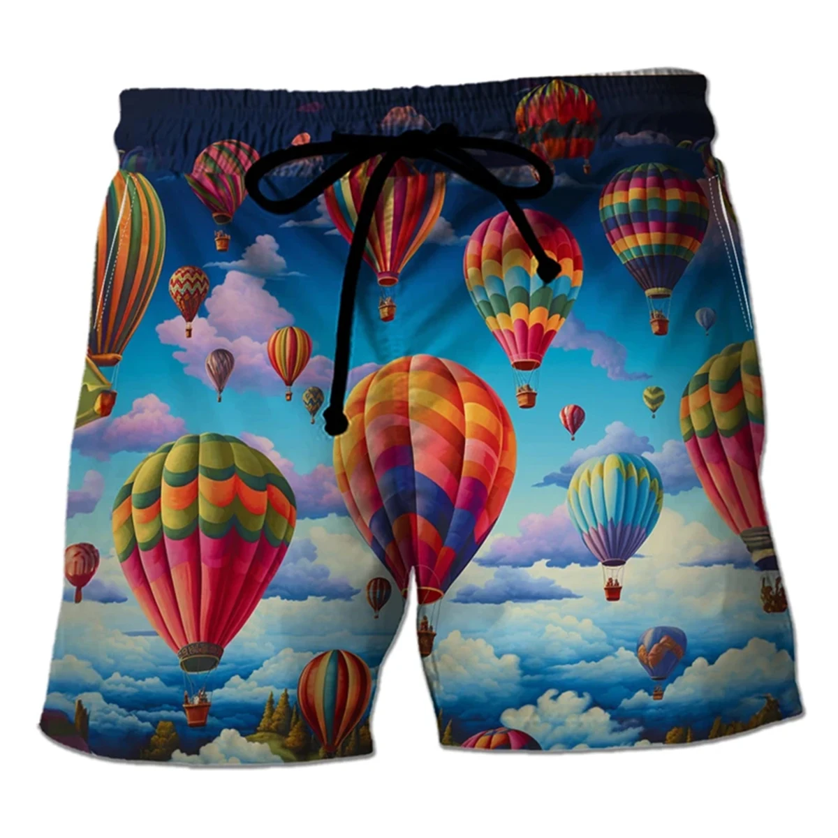 

Harajuku Hot Air Balloon Underwear - Men's Hawaiian Fire Balloon Pattern Casual Beach Shorts Funny Design