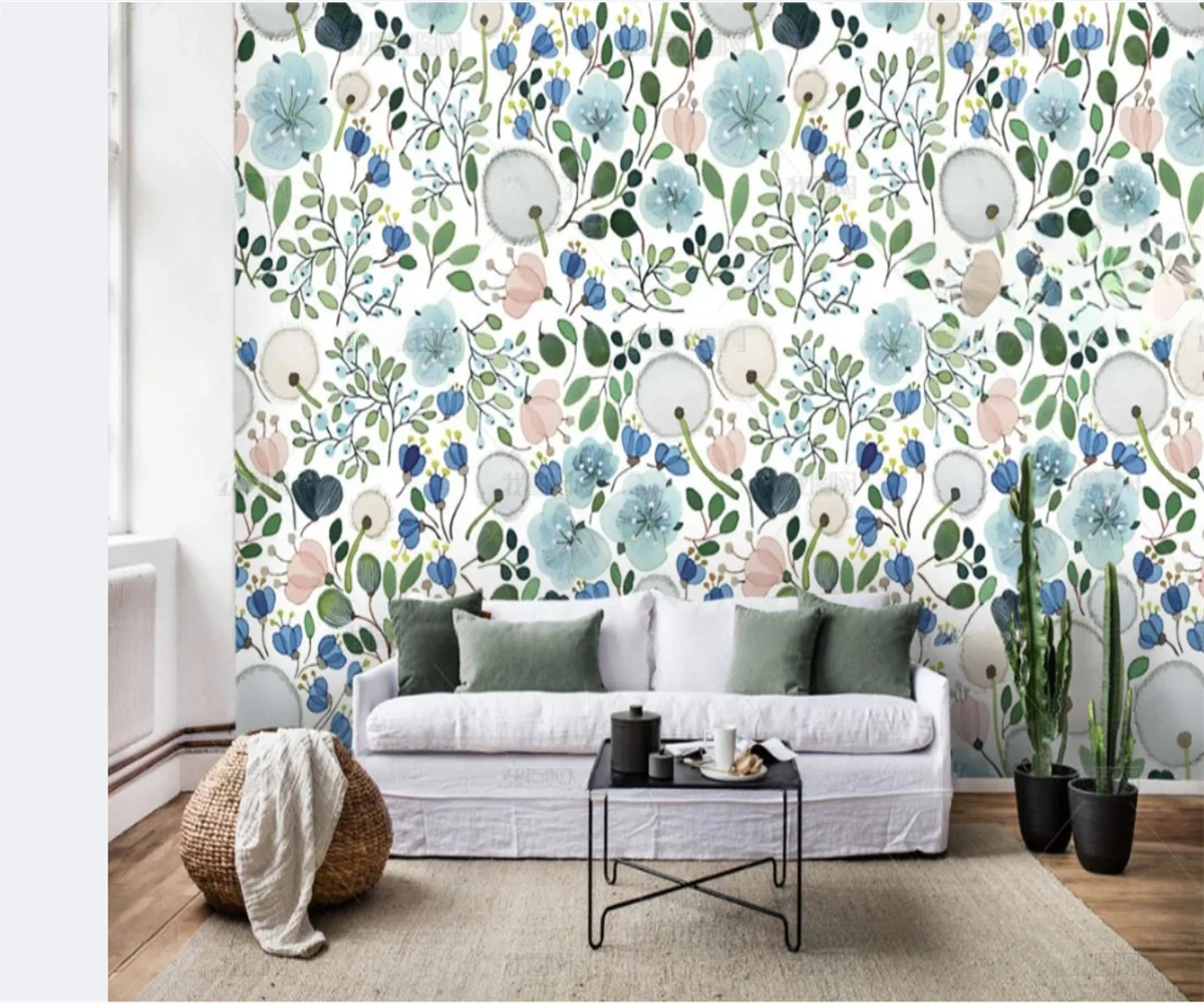 

Custom wallpaper Nordic art abstract retro oil painting dandelion hotel cafe background wall decorative wallpaper