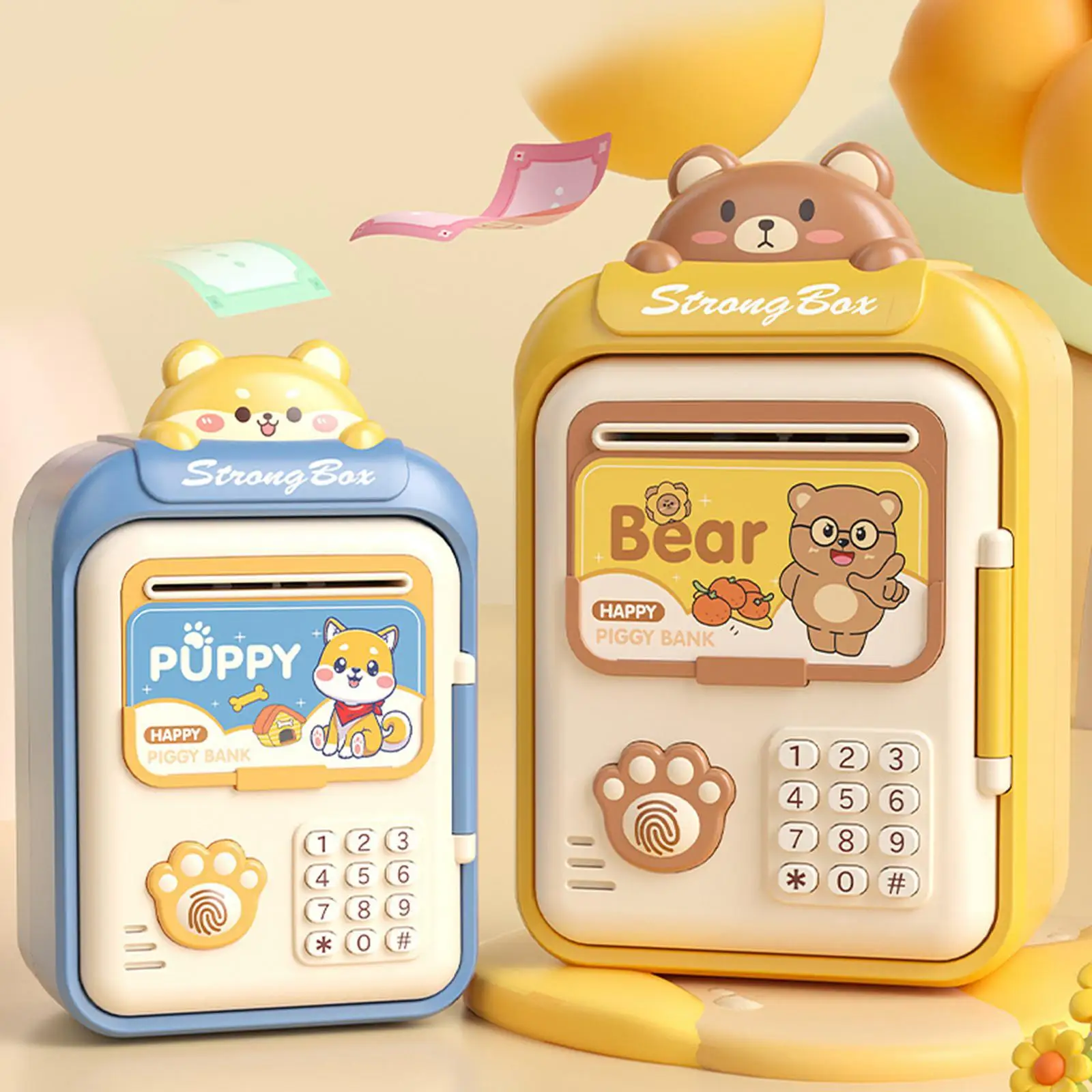 전자식 ATM 저금기 어린이용 전자 저금통 블루