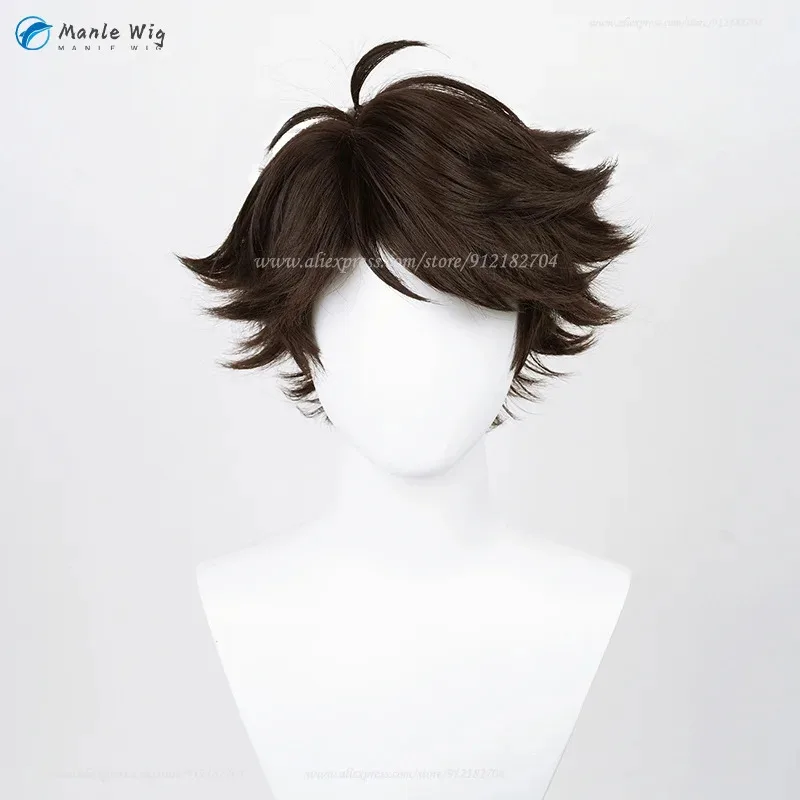 Anime tooru cosplay peruca marrom curto oikawa toru resistente ao calor sintético acessórios de festa de cabelo de halloween adereços