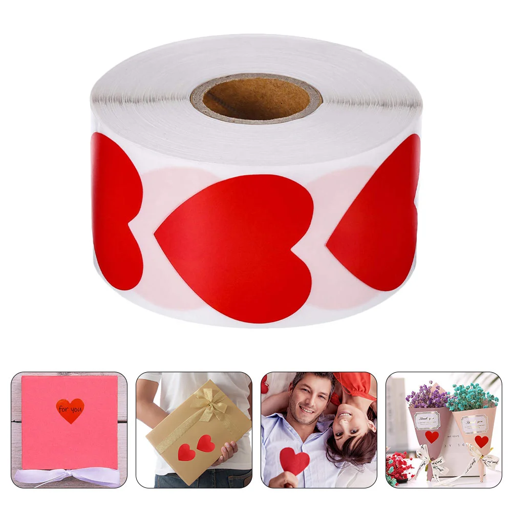 500 Pcs/ Red Love Sticker Stickers Self-adhesive Gift Decor Gifts Packing Bag Valentine's Day Label Pvc Heart Craft